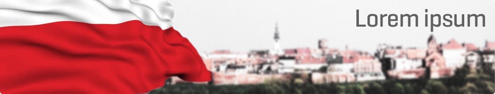 Baner przedstawiajacy panorame Olsztyna i flage Polski